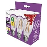 EMOS LED Lampe Edison A60 3er Pack, 3,8W Ersatz für 60W Glühbirne, A Klasse Vintage-Birne mit E27 Sockel, Helligkeit 806 lm, Warmweiß 2700 K, extra lange Lebensdauer 50000h, CRI min. 80, 300°