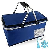 Cepewa Einkaufskorb faltbar mit Thermofunktion 30 L Kühltasche Thermokorb Picknickkorb Isoliertasche (blau mit Thermofunktion)