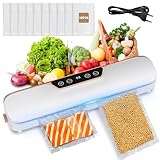 Vakuumierer,8 in 1 Stark Vakuumiergerät 80KAP Folienschweißgerät Vakuumierer Profi, für Trockene Feuchte mit eingebautem Cutter und Beutelaufbewahrung Countdown (Silbrig)