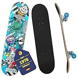 BEST SPORTING Skateboard A3 Kid Octopus – Skateboard 78 cm für Kinder mit rutschfestem Deck – 7-lagiges Ahornholz & Alu-Achse – ABEC 3 Kugellager – für Mädchen & Jungen ab 7 Jahre (Octopus Blue)