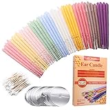 40PCS Ohrkerzen, Ohrenkerzen，Ohrenschmalzkerze, Ohrkegelkerze, Ohrenschmalzentfernung, ungiftige organische Gasflasche, Parfümhohlkegelkerze mit 20 Schutzscheiben (10 Farben)