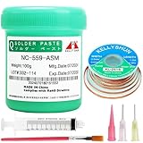 KELLYSHUN NC-559 Flussmittel Löten,100g No-Clean Bleifreies Kolophonium Flussmittel(1 Stück)2.5MM/1.5M Entlötlitze(1 Stück) Geeignet Für SMD,BGA,PCB,Haushaltsgerätereparaturen