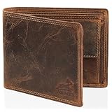 Fa.Volmer® Herren Leder Geldbörse braun mit RFID-Schutz Echtleder Geldbeutel Portemonnaie Used Look #VO19 (braun)