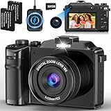 4K Digitalkamera, 64MP 18X Digital Zoom Fotokamera, Autofokus WiFi Vlogging Fotoapparat mit Selfie, Kompaktkamera mit 32GB Karte Leser Ladestation 2 Batterien für Teens Anfänger Erwachsene