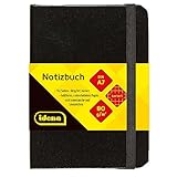 Idena 209283 - Notizbuch DIN A7, kariert, Papier cremefarben, 192 Seiten, 80 g/m², Hardcover in Schwarz
