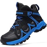 ASHION Kinder Winterschuhe Jungen Mädchen Schneestiefel Warm Gefütterte Trekking Stiefel,Schwarz Blau,37 EU