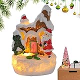 Shenrongtong Weihnachtsdorf, Lebkuchenhaus - Kleines Weihnachts-Lebkuchendorf-Set - Weihnachtsdorf-Display, Weihnachtsdekoration für den Innenbereich mit Figuren für Zuhause