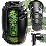 FEINZ - Fass Komposter - Weithalsfass für Flüssigdünger – Fass mit Deckel zur natürlichen Fermentation jauche – Kunststoff 55L mit Belüftung – Flüssigkomposter mit Hahn – für Balkon & Garten