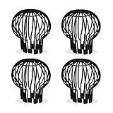 Relaxdays Fallrohrschutz, 4er Set, Kunststoff Korb, Laub Rinnensieb, Regenrohrschutz, Dachrinnenschutz, Ø 13 cm, schwarz