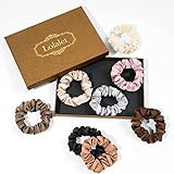 (8 Stück) Lolalet Haargummis Seide Scrunchies für Damen, Premium Satin Haargummis, Weiche Elastische Silk Pferdeschwanzhalter für Damen Frauen Mädchen Haarschmuck 8 Farben -Stil A