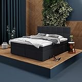 INNOCENT® - P8 | Boxspringbett 160x200 in Anthrazit Stoff N14 | Gel & Visco 7cm Topper | 7-Zonen Taschenfederkern | H2 / H3 Härtegrad | HB01| Designerbett