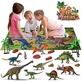 Dino-Set Dinosaurier Figuren mit Box | Dino-Spielzeug, Spielmatte, Aufbewahrungs-Box & viel Zubehör | Abenteuer Tier-Welt für Groß & Klein | Spielset für Kinder (Dinofiguren mit Aufbewahrungsbox)