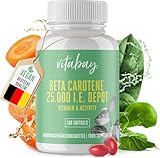 Vitabay Beta Carotin Depot Bräunungskapseln - 180 Vegane Softgels mit 25000 I.E - Vorstufe von Vitamin A Hochdosiert -Carotin Kapseln hochdosiert Bräune Karottensaft Karotin - Laborgeprüft