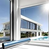 MARAPON® Sonnenschutzfolie Fenster innen [75x200 cm] Fensterfolie Sonnenschutz von innen durchsichtig von aussen Blickdicht - Spiegelfolie Fenster Sichtschutz STATISCH HAFTEND