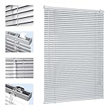 Sekey Klemmfix-Jalousie für Fenster freihängend, 25mm Alu-Lamellen, mit Bohren, inklusive Montagematerial Aluminium-Jalousie ohne Bohren, 110x130cm,Silber