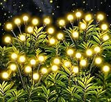 Solarlampen für Garten Außen, 4 Stück 10 LED Superhelle 2 Lichtmodi Glühwürmchen Solarleuchten für Außen mit Warmweißem Licht IP65 Wasserdicht Solarleuchten Garten Deko für Pathway Yard Balkon