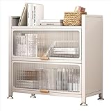 FQWYNMZ Küchenregal, Mikrowellenregal Mit Aufklappbaren PC-Türen, Freistehendes Küchenregal mit 4 Rollen, für Esszimmer, Wohnzimmer und Arbeitszimmer, Schwarz (Color : Wit, Size : 3-Tier-60x32cm/24x