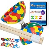 Juggle Dream Jester Diabolo Jonglierset – Kugellager Achse Profi-Diabolo mit Handstäbe Holz und Online-Lernvideo – Jonglierspielzeug (Mehrfarbig)