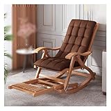 Verstellbarer Outdoor-Schaukelstuhl, tragbar, Holzliege mit Armlehnen, 5 Positionen, hohe Rückenlehne, klappbarer Loungesessel mit Fußstütze für Balkon und Hof (Stil 1 Farbe A)