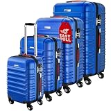 Monzana® Kofferset 4tlg Hartschalen Koffer S-M-L-XL Gel-Griffe 4 Rollen ABS Hardcase Schloss Füße Trolley Rollkoffer Reisekoffer Set Navy