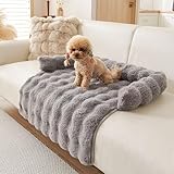 kuchenuten Hundebett Flauschig, Katzenbett, Hundedecke Sofa mit Rand, Waschbar Haustierbett, Hundebetten rutschfest, Katzensofa Katzennest für Katze Kleine Hunde, 75x75cm, Dunkelgrau