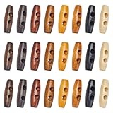 GORGECRAFT 80 Stück 8 Farben Ovale Holzknöpfe 30mm Lang Hornförmiger Knebelknopf Holzknopf Zubehör 2 Löcher Pullover/Mäntelknöpfe Ersatz Für Jacken Kleidung Nähen DIY Kunsthandwerksprojekte
