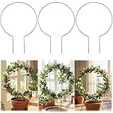 DOPENSPI 3 Stück Rankhilfe Zimmerpflanzen Rankgitter Metall Rund,20x28cm Garten Pflanzenhalter Metall Garten Pfähle Rund Kletterhilfe für Pflanzen Pflanzenstütze Kletterpflanzen Rose Rattan