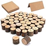 Tosnail 50er Set Rustikale Holz Tischkartenhalter mit Kraft Papier Karten Tischnummernhalter Fotohalter für Hochzeitsfeier Dekoration, Fotodisplay
