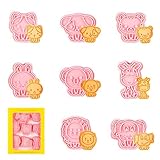 Plätzchen Ausstecher, 8 Stück Mini Keksausstecher Tiere Ausstechformen 3D Plätzchenausstecher Ausstechform für Keksteig Fondant Donut(Rosa)