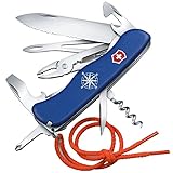 VICTORINOX Taschenmesser Skipper, Segelmesser, 5 Funktionen, Swiss Made, Multitool mit Große Klinge mit Wellenschliff, Feststellklinge, Blau