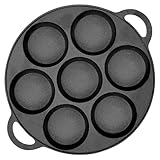 Warmiehomy Gusseisen Pancake Pfanne Induktion 7 Löcher - Antihaft Spiegeleipfanne Pfanne Für Eier - Crepe Eier Pfannkuchenpfanne Maker,27cm