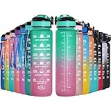 GeeRic Trinkflasche Sport Wasserflasche 750ML-1000ML BPA-freies Kohlensäure geeignet Wasserflasche für Uni, Sport, Fitness, Fahrrad, Outdoor (Grün Lila, 1000ML)