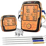 ThermoPro TP27C 150m Funk Grillthermometer mit 4 Sonden Fleischthermometer Bratenthermometer IPX4 Wasserdicht große LCD-Anzaige Küchenthermometer für BBQ, Gasgrill, Dutch Oven