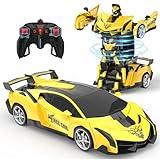 Mieryd Ferngesteuertes Auto Spielzeug ab 3 4 5 6 7 8+ Jahre Junge Mädchen, Transformation Roboter RC Bee Auto mit 2.4GHz Fernbedienung, Weihnachten Geburtstag Geschenke Kinder Spiele Remote Car Gelb