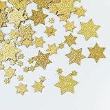 100 Stück Holzsterne Streudeko Gold Glitzer Sterne Konfetti Holz Tischdekoration Weihnachtsdeko Tischdeko Weihnachten (Glitzer Sterne-Holz)