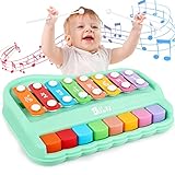 Baoli Xylophon Kinder 1 Jahr und Kinderklavier, 2 In 1 Musikspielzeug Baby 1 Jahr, Baby Percussion-Kit mit Professioneller Tuning für Kleinkinder, Musik Instrumente Geschenke für Kinder ab 1 Jahr