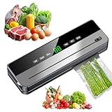 Vakuumiergerät, Vakuumierer, Folienschweißgerät, Abnehmbare Vacuumiergeraet, mit 10 Stück Vakuumierbeutel, LED Countdown Anzeige, zum Trockene Oder Feuchte Lebensmittel
