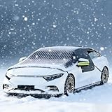Winter Autoabdeckung – Magnetische Frontscheibenabdeckung für Auto & SUV – Halbgarage für Auto mit reflektierenden Streifen – Windschutzscheibenabdeckung Winter(259 x 114 x 142 cm)