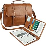 Lubardy Umhängetaschen herren Aktentasche Laptoptasche 15.6 Zoll Wasserdichte Messenger Bag Vintage Ledertasche Männer (Braun+A4 Clipboard)