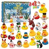 Weihnachts-Countdown-Kalender,Adventskalender 2024-2024 Weihnachts-Countdown-Kalender mit gelber Ente | 24-Tage-Cartoon-Niedliche Gummiente, weihnachtlicher gelber Enten-Countdown-Entenanzug für Kin