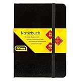 Idena 209282 - Notizbuch DIN A6, kariert, Papier cremefarben, 192 Seiten, 80 g/m², Hardcover in Schwarz