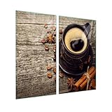 SFArt Herdabdeckung Glas – Gehärtetes Glas Schneidebrett & Ceranfeld Abdeckplatte 2 Teilig 30x52+40x52 – Hygienisch & Rutschfest – Schutz für Induktion, Ceran - Gläser mit Gewürzen