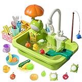 cute stone Spielspüle Spielzeug mit verbessertem elektrischen Wasserhahn, Spielzeugzubehör für die Spielküche, schwimmendes Angelspielzeug für das Wasserspiel, Rollenspiel für Kinder