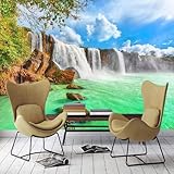 3D Fototapete Blauer Himmel und Wolken Weißer Wasserfall Landschaftsmalerei Wohnzimmer Tapete Wanddekoration fototapete 3d Tapete effekt Vlies wandbild Schlafzimmer-200cm×140cm