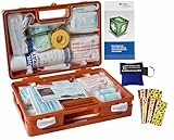 Sport-Sanitätskoffer PLUS 1 Erste-Hilfe Koffer nach aktueller DIN 13157 inkl. 13164 + Sport-Ausstattung mit Kälte-Behandlung + Sporttape Orange