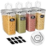 Withosent 4L Vorratsdosen Luftdicht 4er Set, Aufbewahrungsbox Küche mit Deckel aus Plastik, Vorratsbehälter Müslidose für Getreide, Mehl, Müsli