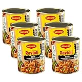 MAGGI Ravioli Diavoli, Teigtaschen mit Fleischfüllung, in fruchtig-scharfer Tomatensauce, für Topf & Mikrowelle, 6er Pack (6 x 800 g)