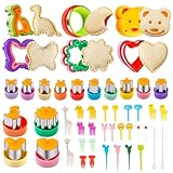 48 Stück Ausstechformen, Ausstecher Brot und Gemüse Kinder, Brot Ausstecher für Kinder, Sandwich Ausstecher Kit, Bento Zubehör für Sushi, Obst, Kuchen, Kekse