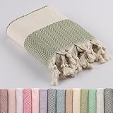 LUCIDUS Strandtuch – 100% Türkische Baumwolle, Schnell Trocknend & Sandfrei, 100x200 cm Saunatuch Hamamtuch Damen & Herren – Leicht & Ideal für Reise, Bad, Yoga, Camping (Salbeigrün)