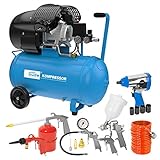 Güde Kompressor-Set 405/10/50 15TLG (ölgeschmiert, 10 bar, 2200 W, 50 l Kessel, eff. Liefermenge 250 l/min, 2x Manometer, 2x Druckluftkupplungen, Sicherheitsventil & Ablassschraube, inkl. Zubehör-Set)
